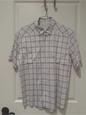 Under Armour Men's Short-Sleeve Plaid Button-Down Shirt - White, Gray & Coral